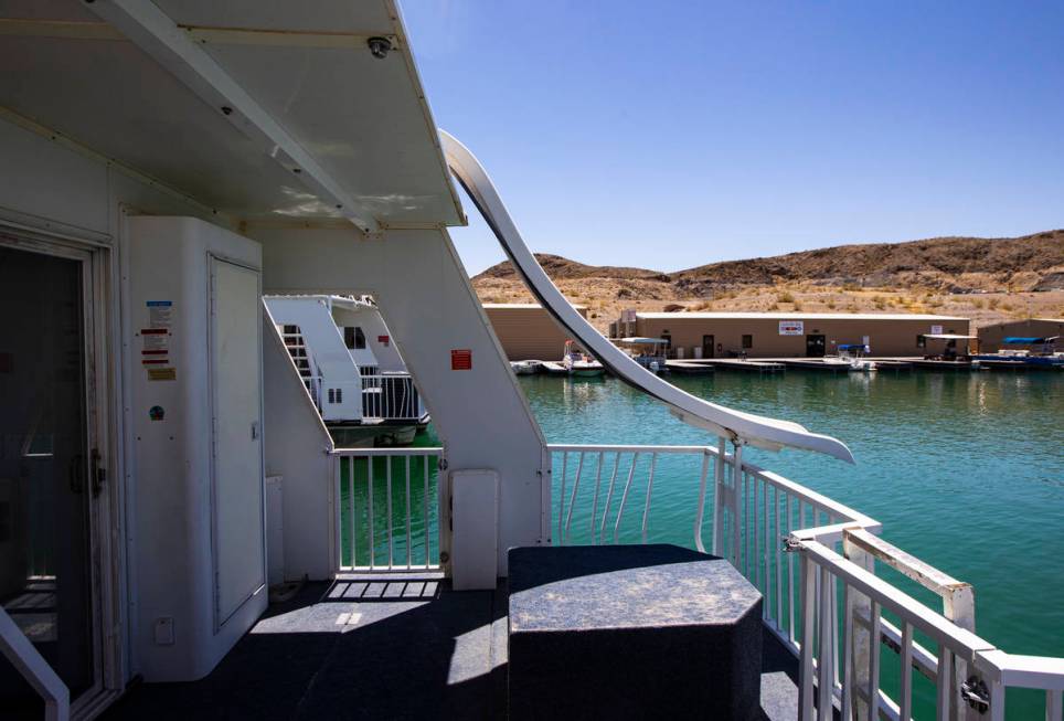 A slide on a houseboat at the Callville Bay Marina at Lake Mead National Recreation Area on Wed ...
