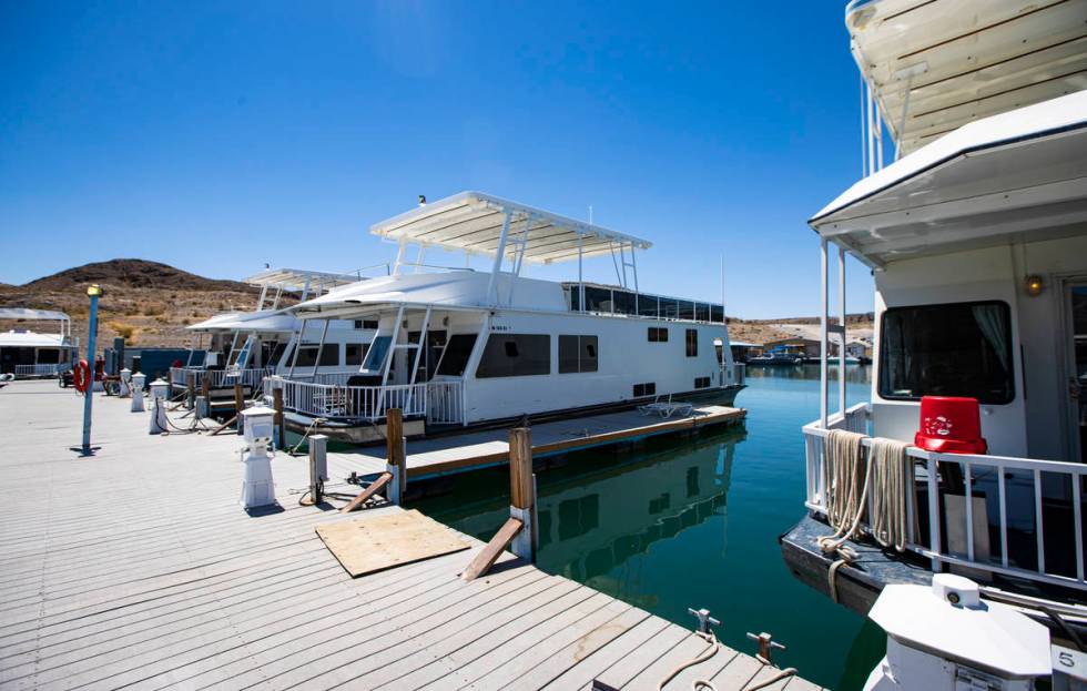 Houseboats at the Callville Bay Marina at Lake Mead National Recreation Area on Wednesday, July ...