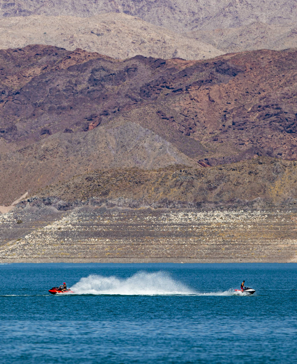 People use personal watercrafts near Boulder Beach at Lake Mead National Recreation Area on Wed ...