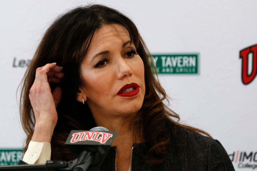 UNLV Director of Athletics Desiree Reed-Francois speaks during a news conference at UNLV in Las ...