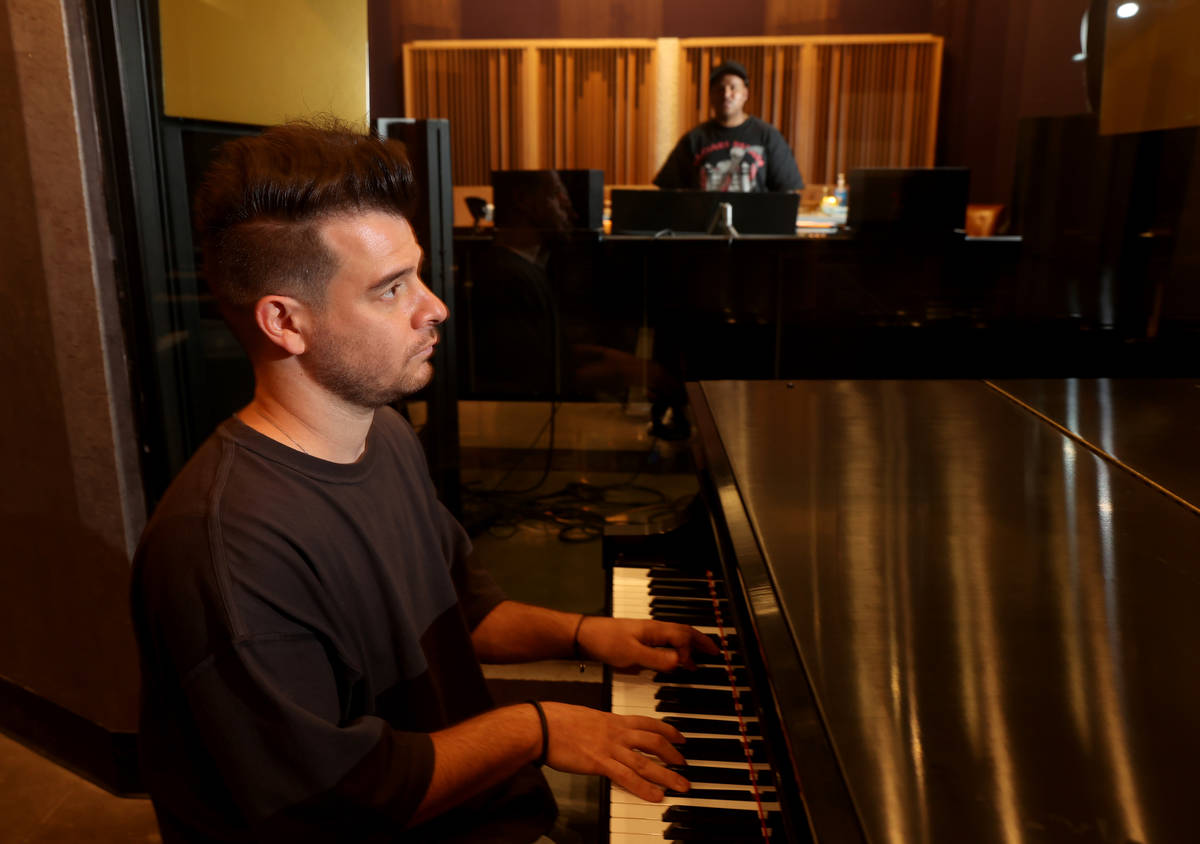 Jimmy "Jimmy G" Giannos, left, and Dominic "DJ" Jordan of The Audibles at recording complex Stu ...