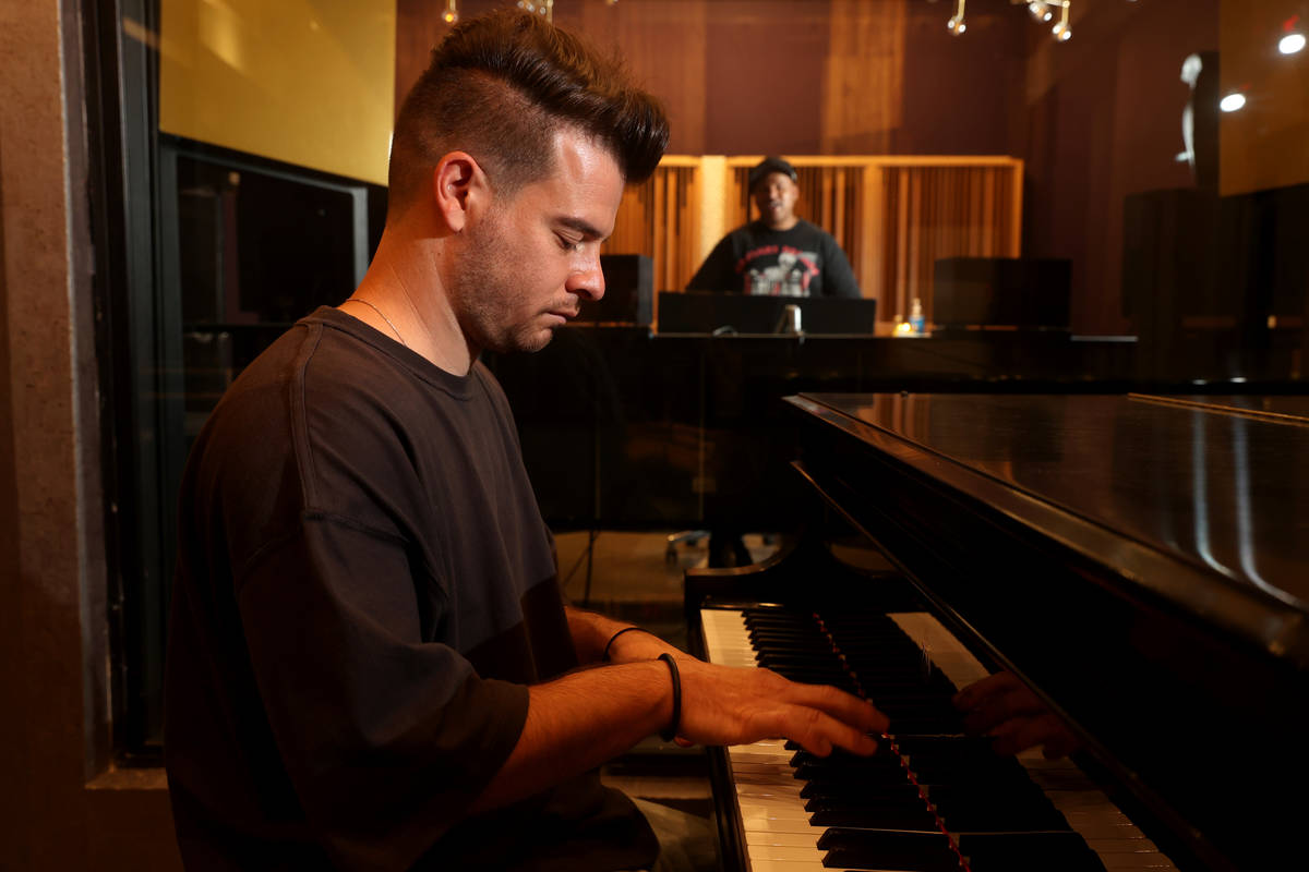 Jimmy "Jimmy G" Giannos, left, and Dominic "DJ" Jordan of The Audibles at recording complex Stu ...