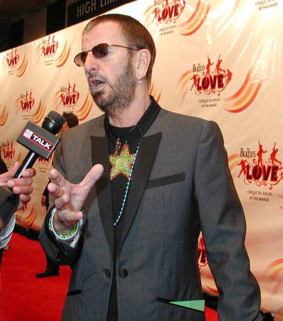 Ringo Starr is being interviewed arrives at the gala premiere of "The Beatles LOVE by Cirque du ...