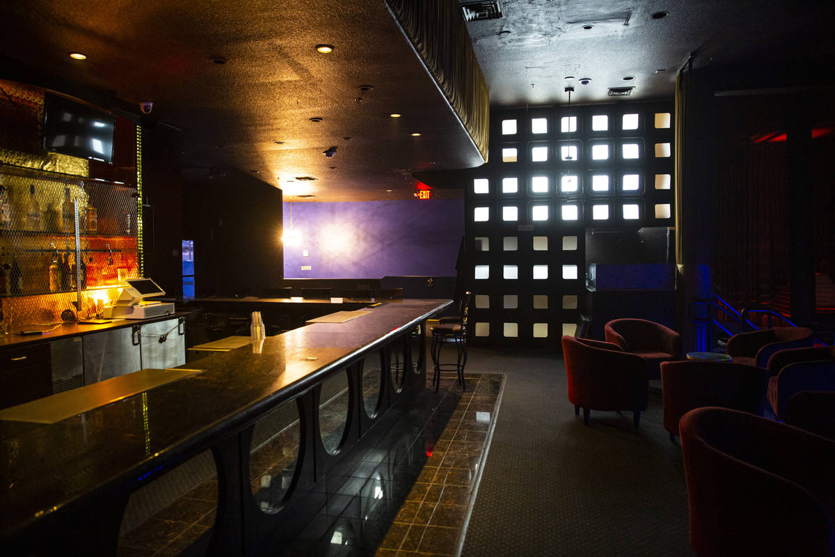 A bar and lounge area at the Mosaic Theater on the Las Vegas Strip on Wednesday, July 8, 2020. ...