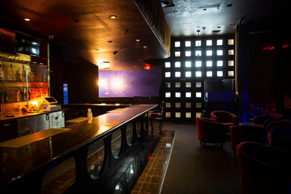 A bar and lounge area at the Mosaic Theater on the Las Vegas Strip on Wednesday, July 8, 2020. ...