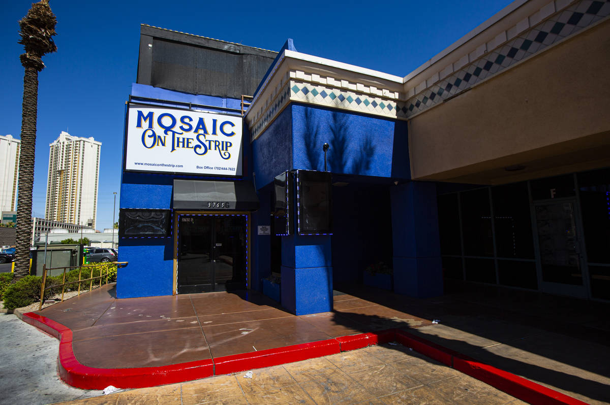 A view of the Mosaic Theater on the Las Vegas Strip on Wednesday, July 8, 2020. (Chase Stevens/ ...