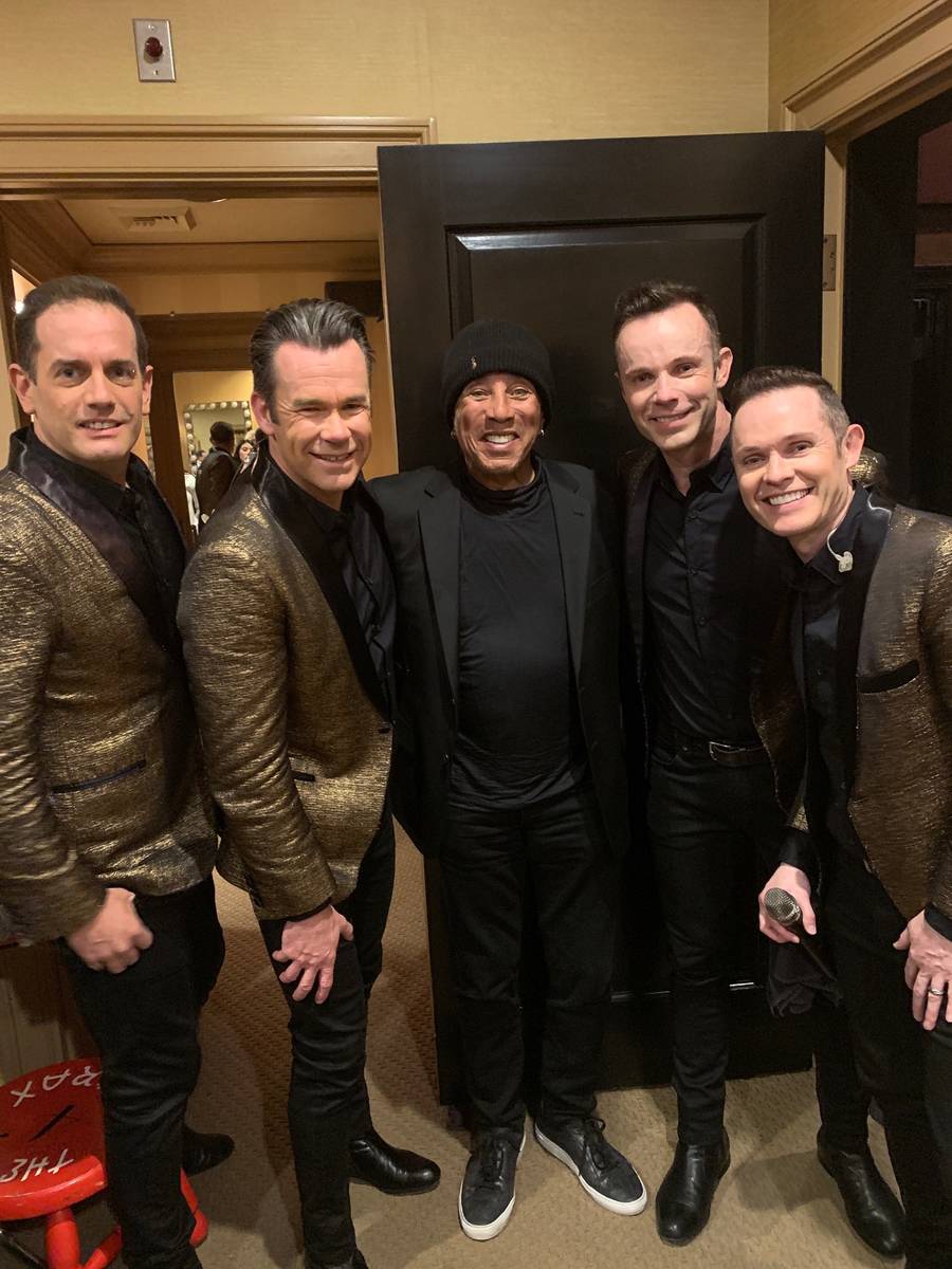 Smokey Robinson is shown with the members of Human Nature, from left, Toby Allen, Phil Burton, ...