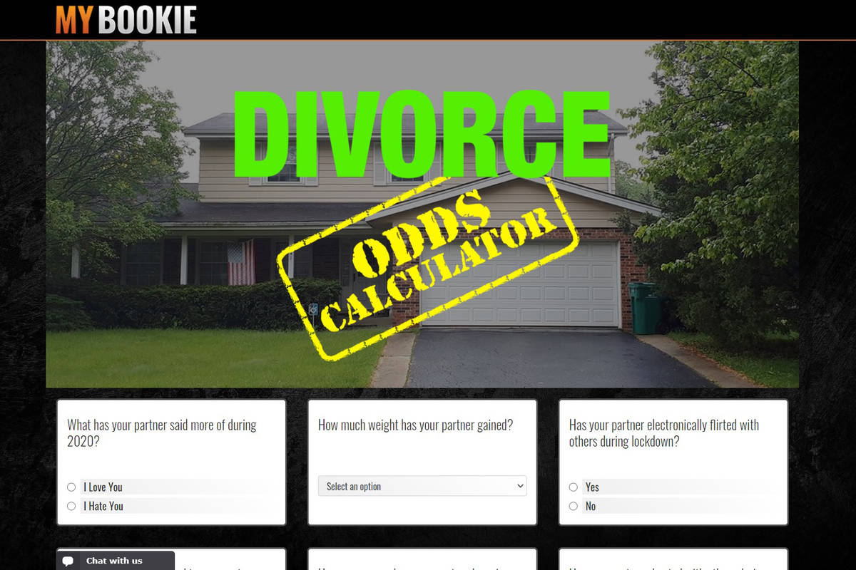 MyBookie's Divorce Odds Calculator offers betting lines on users' chances of getting a divorce, ...