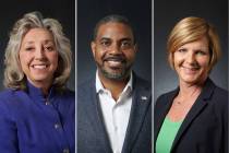 Reps. Dina Titus, left, Steven Horsford and Susie Lee, all Nevada Democrats, are pushing Armed ...