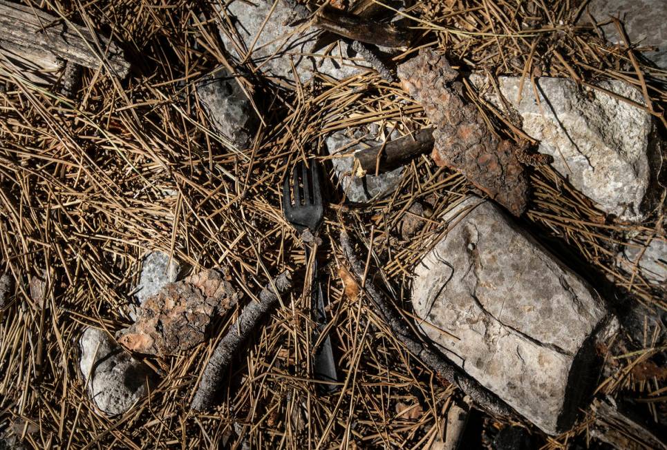 An illegal fire pit on a trail at Mount Charleston on Tuesday, July 7, 2020, near Las Vegas. (B ...