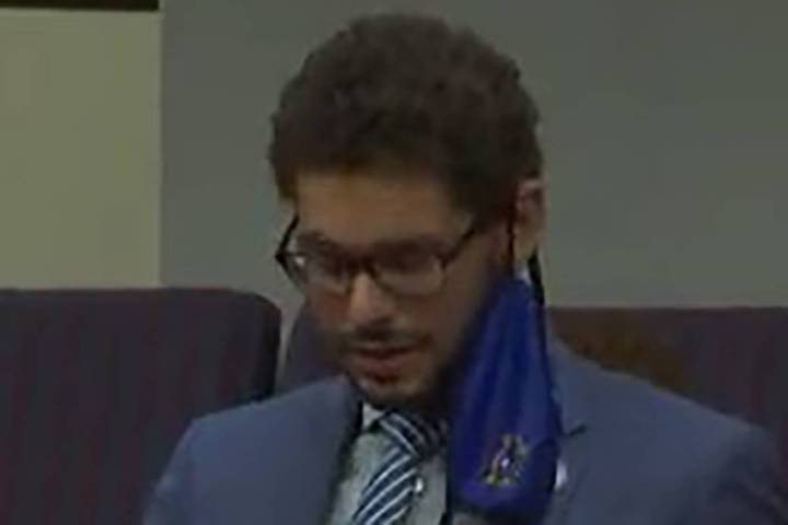 Assemblyman Howard Watts III speaks without wearing a mask on July 8, 2020. (Screen capture fro ...