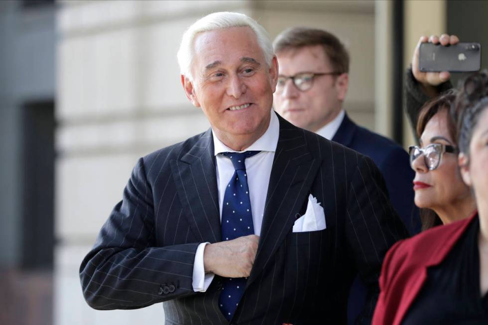 Roger Stone leaves federal court in Washington in 2019. (AP Photo/Julio Cortez)