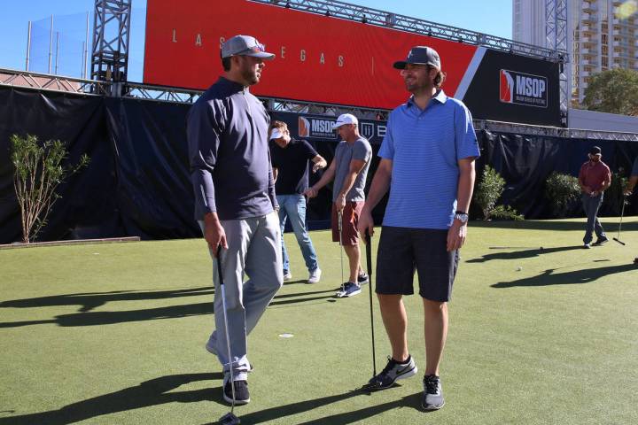 Former Major League Baseball pitcher Josh Beckett, left, and former professional tennis player, ...