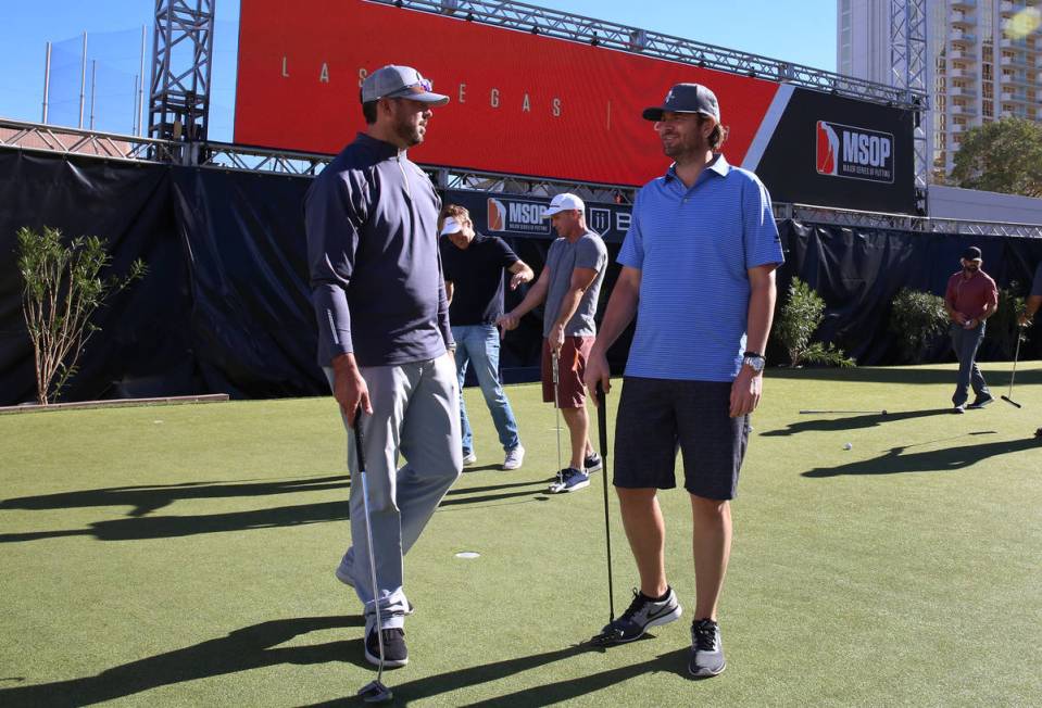 Former Major League Baseball pitcher Josh Beckett, left, and former professional tennis player, ...