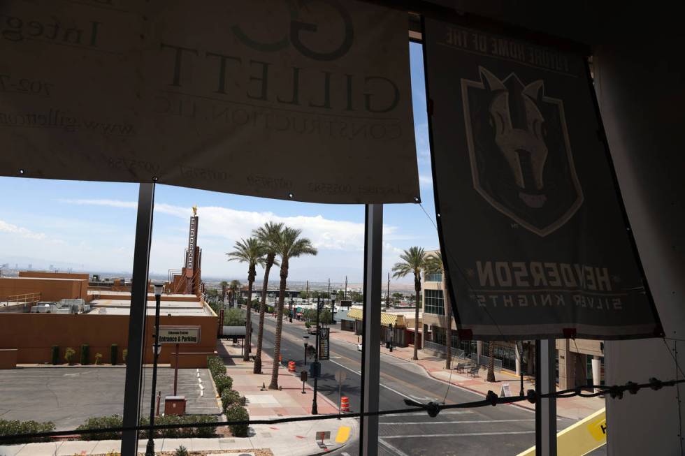 The view of Water Street from the Henderson Silver Knights practice facility Lifeguard Arena in ...