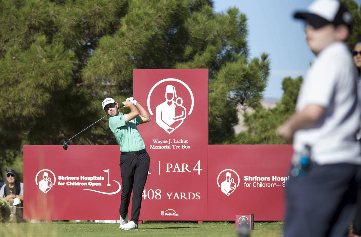 Patrick Cantlay of California plays a tee shot on the first hole during the final round of the ...