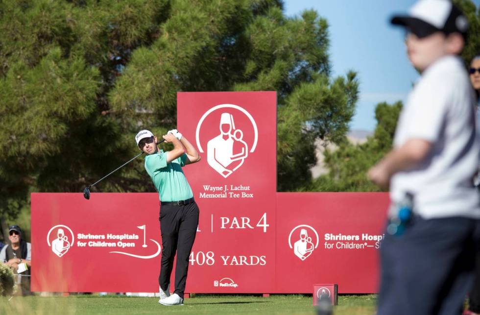 Patrick Cantlay of California plays a tee shot on the first hole during the final round of the ...