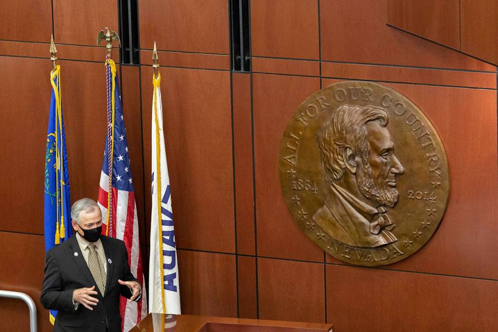 Minority Leader James Settelmeyer speaks during the special session in Carson City, Nev., Monda ...