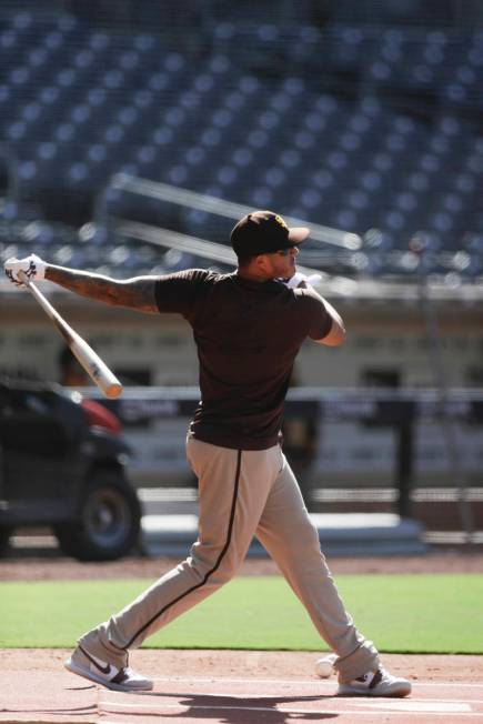 San Diego Padres third baseman Manny Machado during baseball training at Petco Park Wednesday, ...