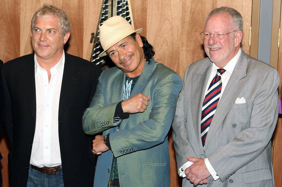 John Meglen, President & co-CEO of AEG Live/Concerts West, Carlos Santana and then-Las Vegas Ma ...