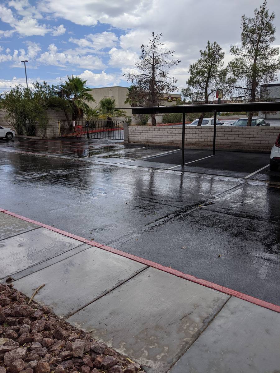 Some rainfall is seen Sunday, July 19, 2020, on the 4300 block of East Sunset Road in Henderson ...