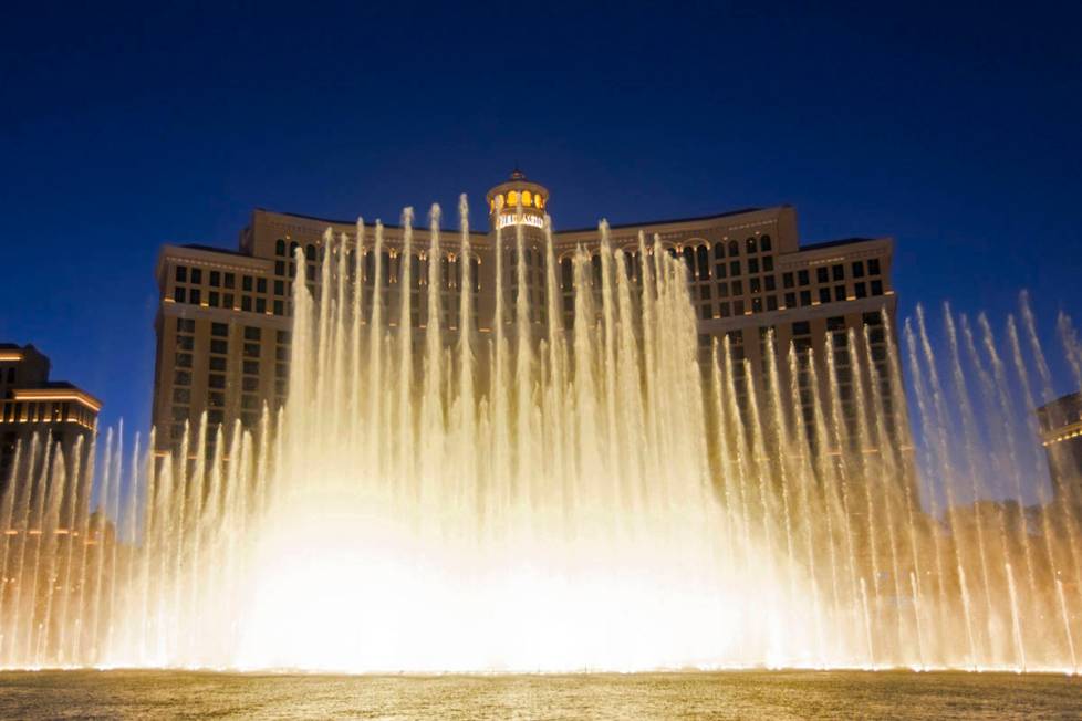 The Fountains of Bellagio show at Bellagio in Las Vegas. (Benjamin Hager Las Vegas Review-Journal)