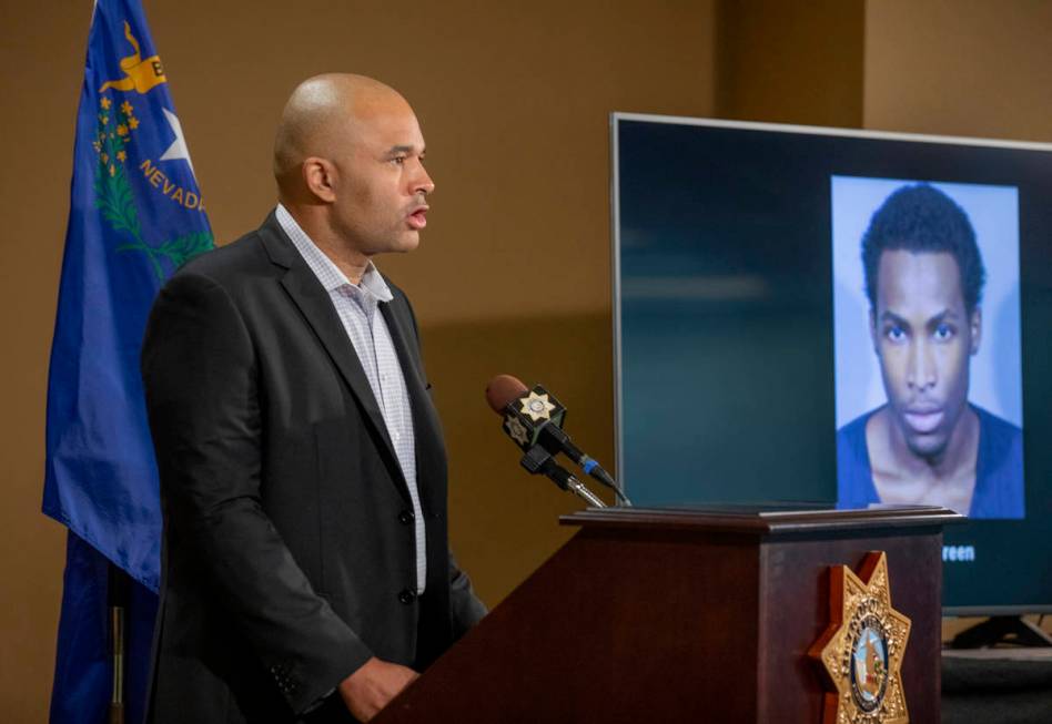Homicide Lt. Ray Spencer announces at the Las Vegas Metropolitan Police Department headquarters ...