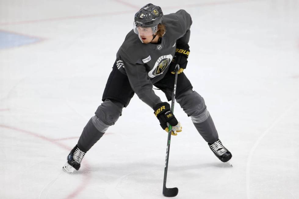 Vegas Golden Knights defenseman Zach Whitecloud (2) during a team practice at City National Are ...