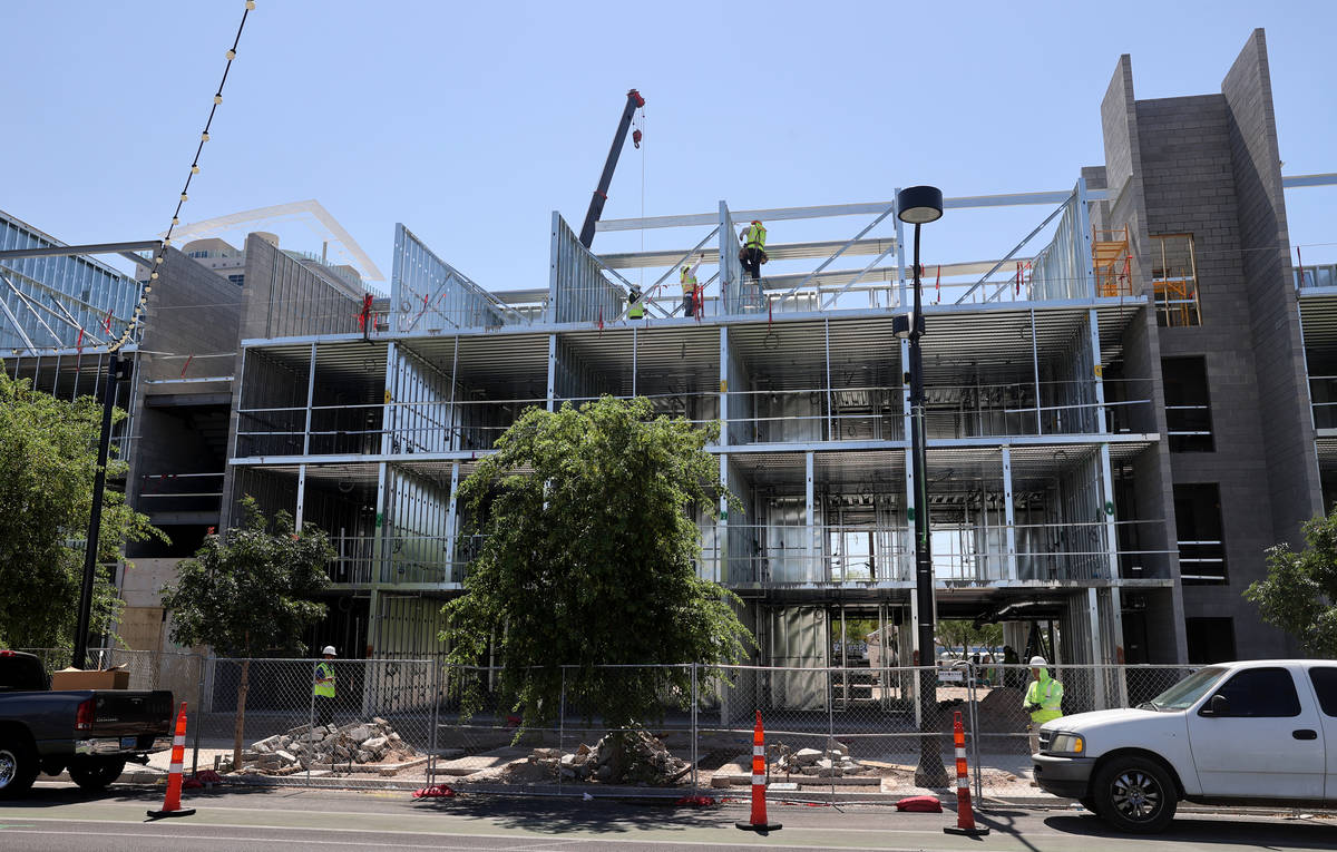 Construction continues on a boutique hotel at Main Street and Coolidge Avenue in downtown Las V ...