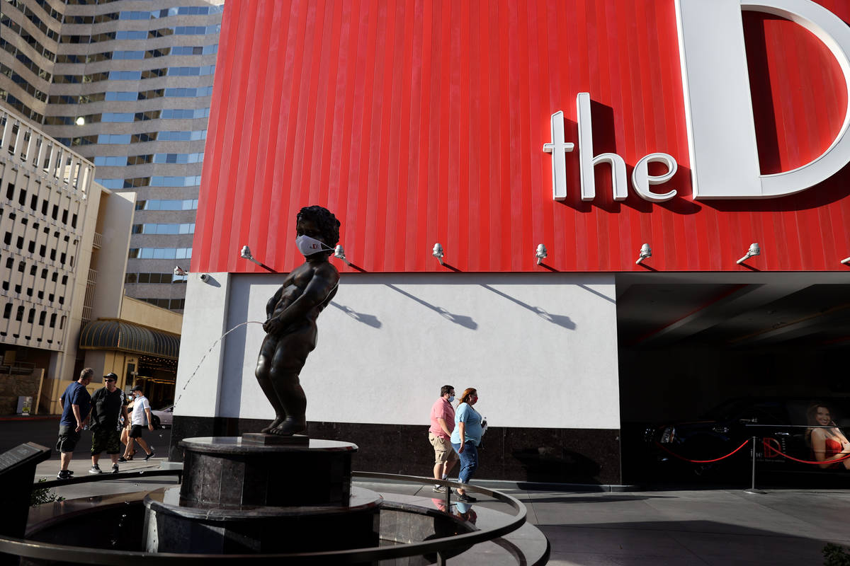 Manneken Pis bronze statue at the D Las Vegas downtown Wednesday, July 22, 2020. (K.M. Cannon/L ...