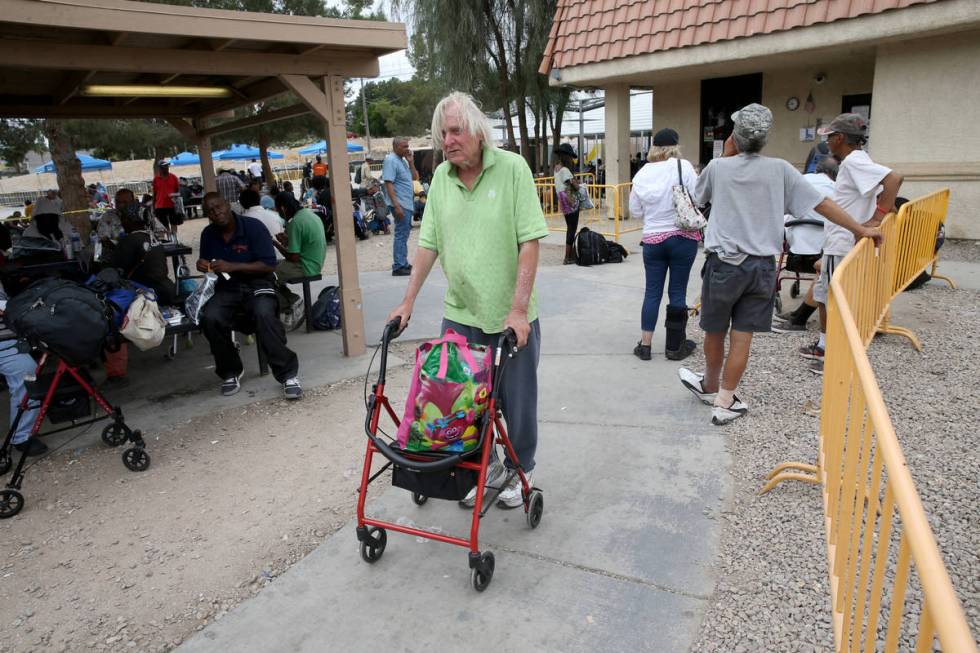 Robert Godleski, 73, at the Courtyard Homeless Resource Center in downtown Las Vegas Thursday, ...