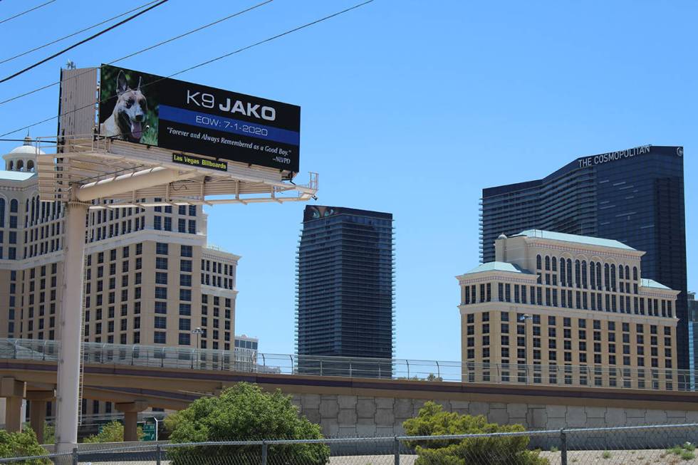 Billboard messages across the Las Vegas Valley purchased anonymously pay tribute to North Las V ...