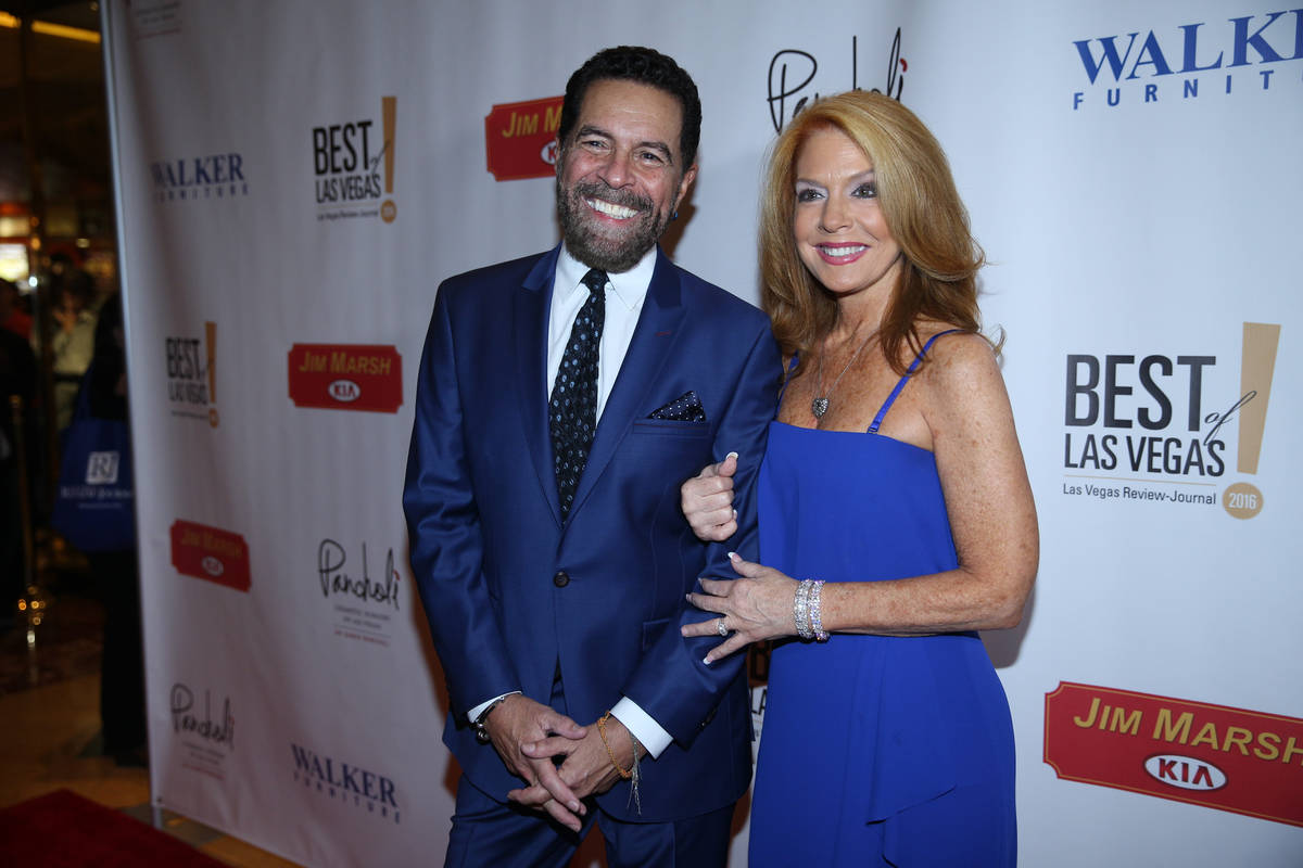 Clint Holmes and Kelly Clinton-Holmes arrive on the red carpet before the 2016 Best of Las Vega ...