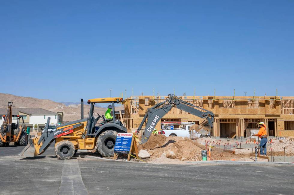 Construction continues on the Mosaic townhome project located south of the Las Vegas Strip near ...