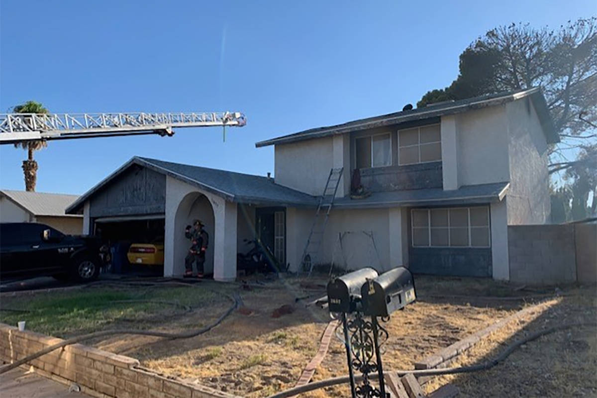 A house on the 3600 block of Tempe Street suffered fire damage Thursday, July 23, 2020. (Las Ve ...