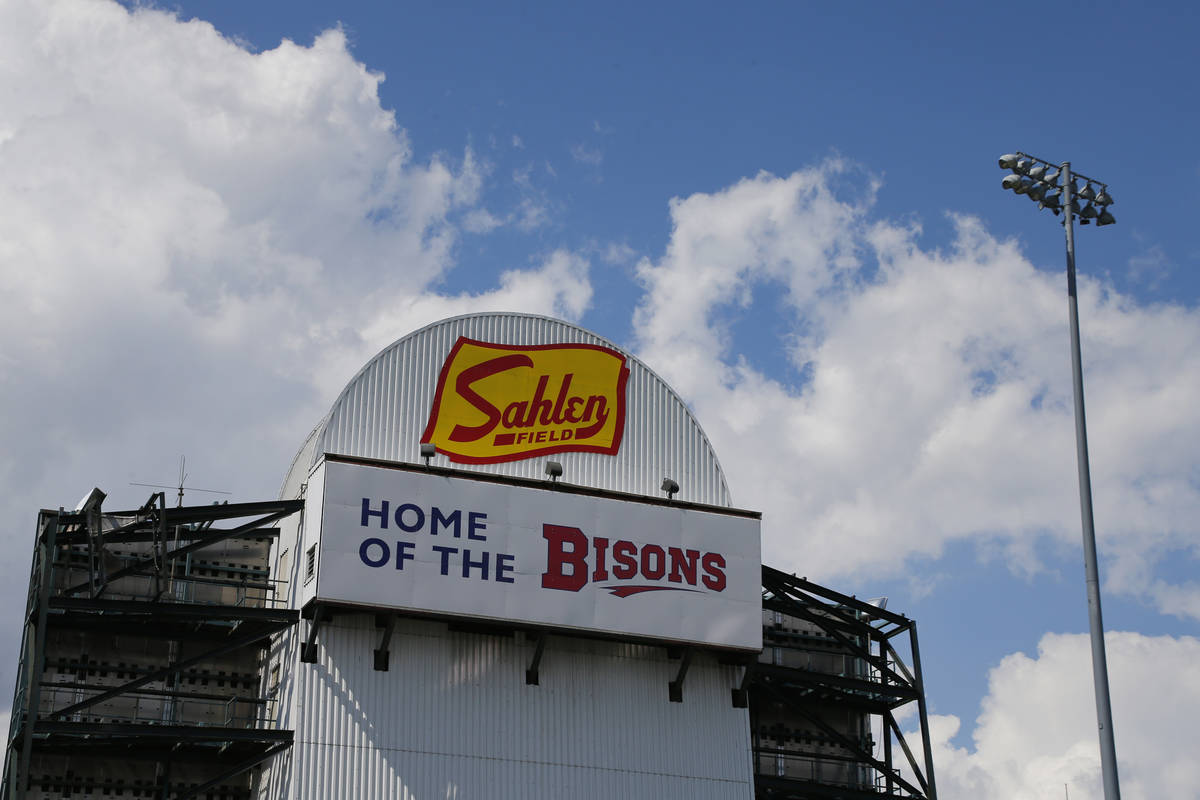 Sahlen Field signage is viewed Friday, July 24, 2018, in Buffalo N.Y. The Toronto Blue Jays wil ...