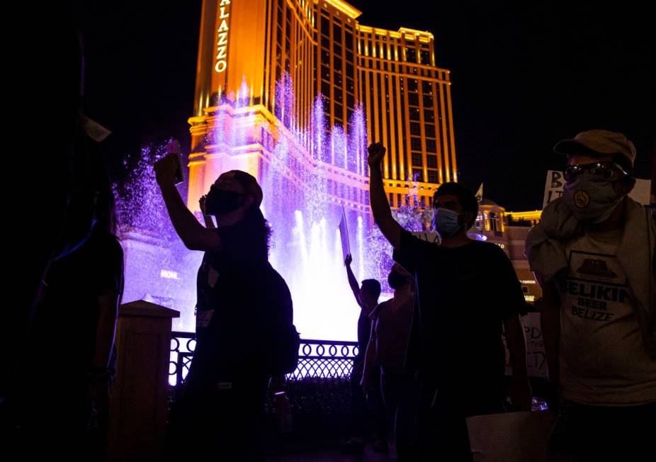 People march during a Black Lives Matter rally on the Las Vegas Strip on Saturday, July 25, 202 ...