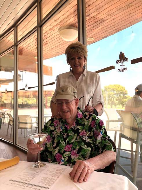 Oscar and Carolyn Goodman are shown during Oscar Goodman's 81st birthday celebration at Las Veg ...