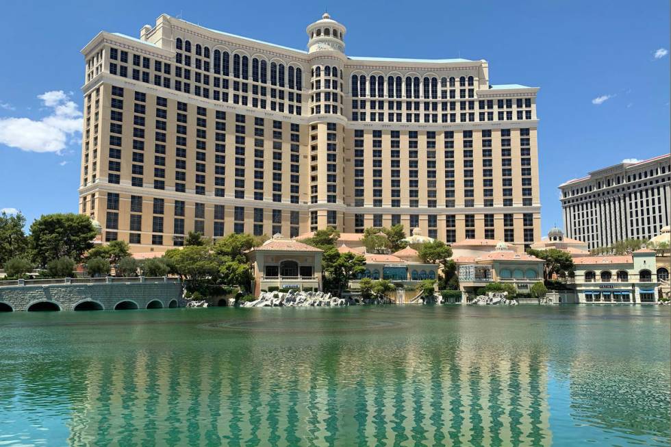 Las Vegas police investigate a drowning at the Bellagio fountains on the Strip on Friday, July ...