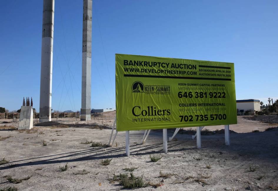 The abandoned, partially built SkyVue observation-wheel project across from Mandalay Bay, is ph ...