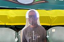 Longtime Oakland Athletics fan Richard Lovelady has a cutboard cutout of himself at A's home ga ...