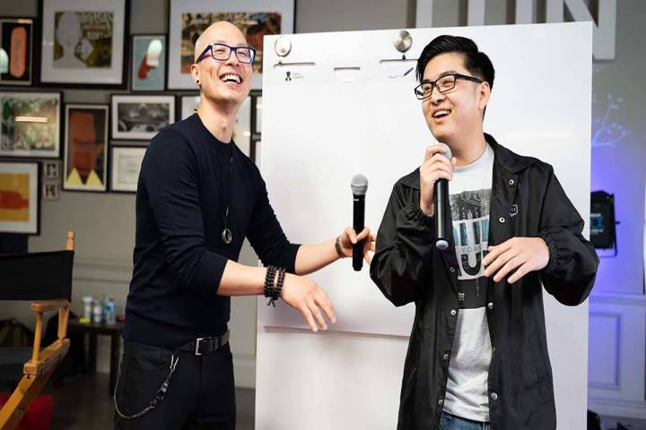 Chris Do and Peter Lam give a speech. (Photo by Rodrigo Tasca)