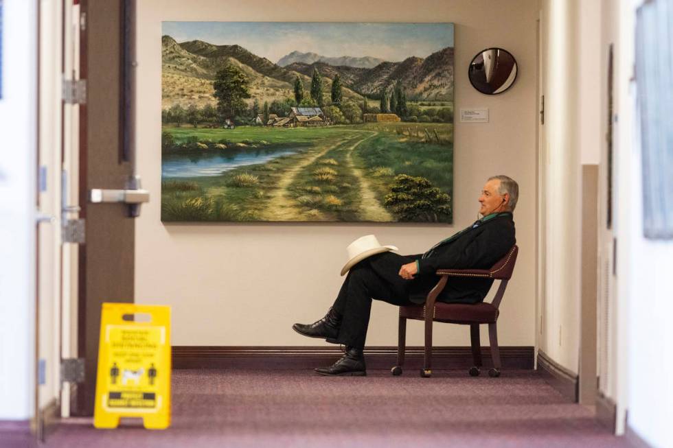 Senate Minority Leader James Settelmeyer makes a phone call outside his office on Friday, July ...