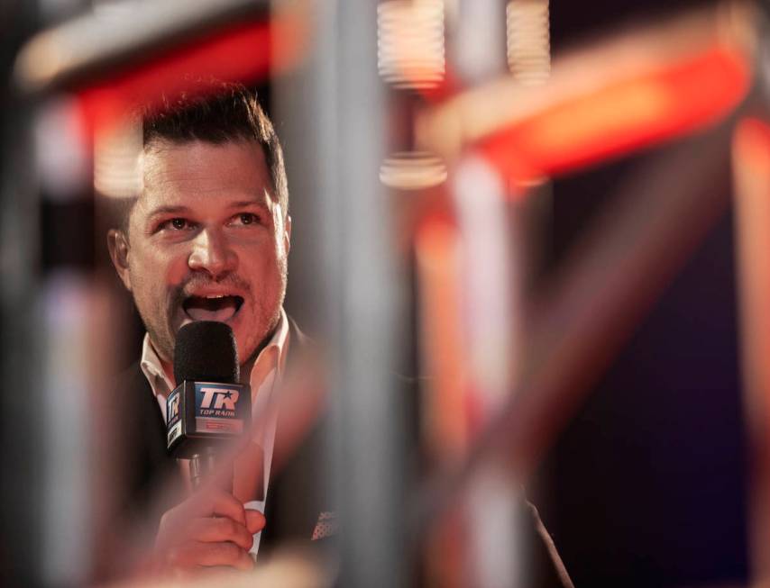 Mark Shunock announces a fighter as they make their way to the ring during Top Rank boxing at t ...