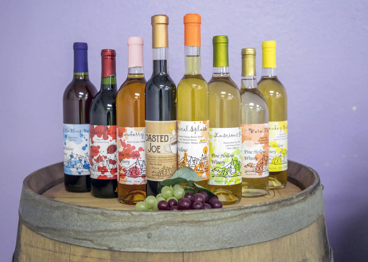 Craft bottle wines from Pine Hollow Winery. (Elizabeth Brumley/Las Vegas Review-Journal)