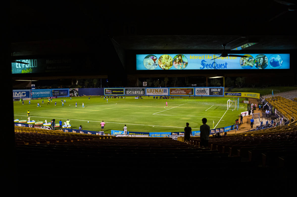 Las Vegas Lights FC play Reno 1868 FC with empty seats and no fans during the second half of a ...