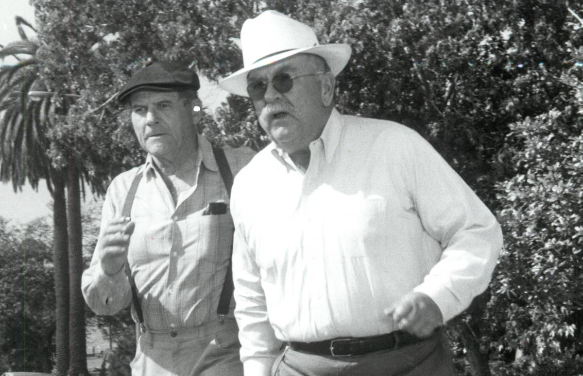 Wilford Brimley, foreground, is seen in the NBC show "Family and Friends" in 1980.