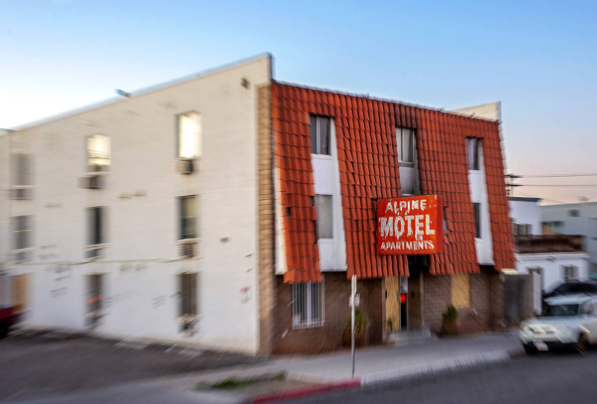 The exterior of the Alpine Motel Apartments on Wednesday, Feb. 12, 2020, in Las Vegas. (L.E. Ba ...