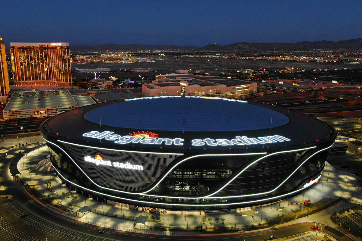 Aerial view of Allegiant Stadium on Friday, July 31, 2020, in Las Vegas. (Michael Quine/Las Veg ...