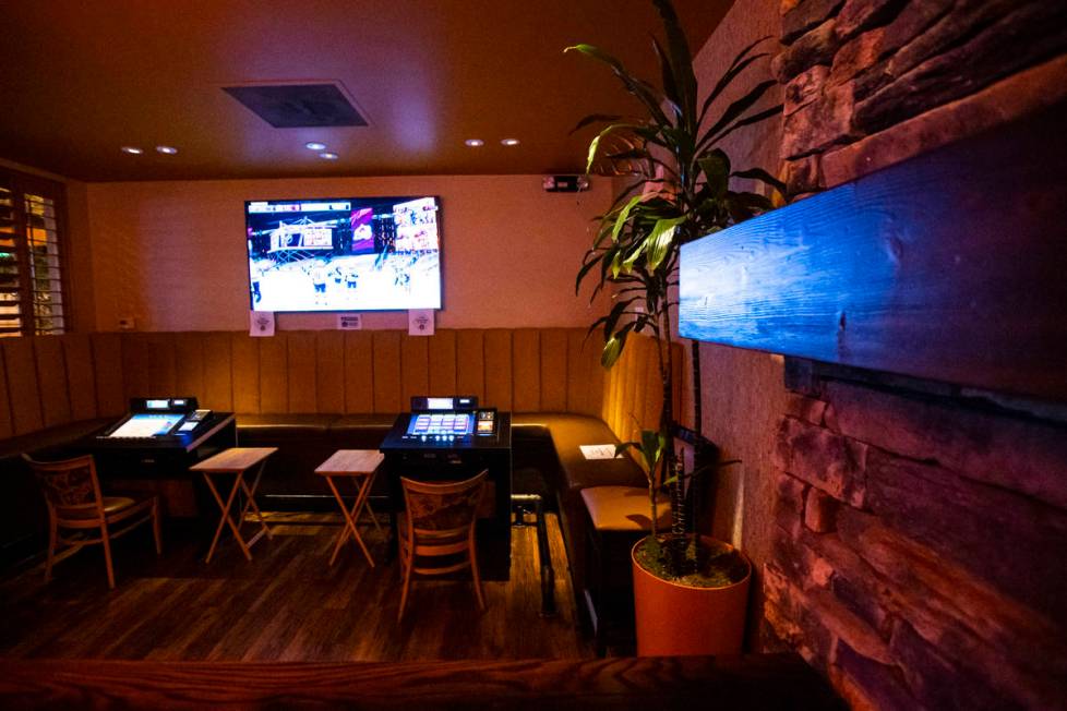 A gaming lounge area at Black Mountain Grill in Henderson on Sunday, Aug. 2, 2020. (Chase Steve ...